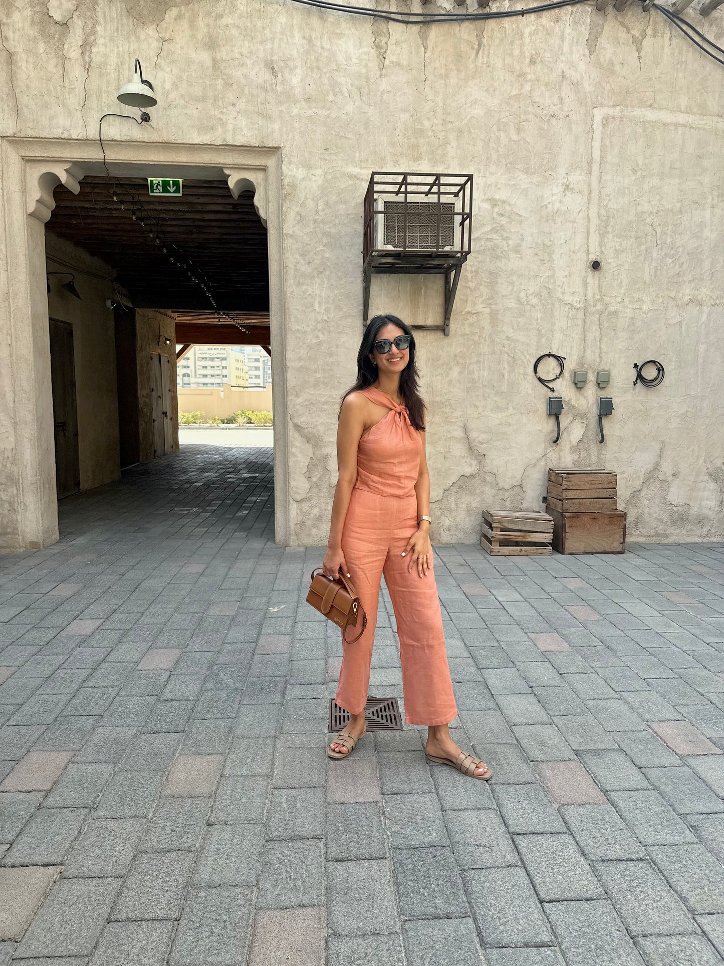 Cross neck top Terracotta