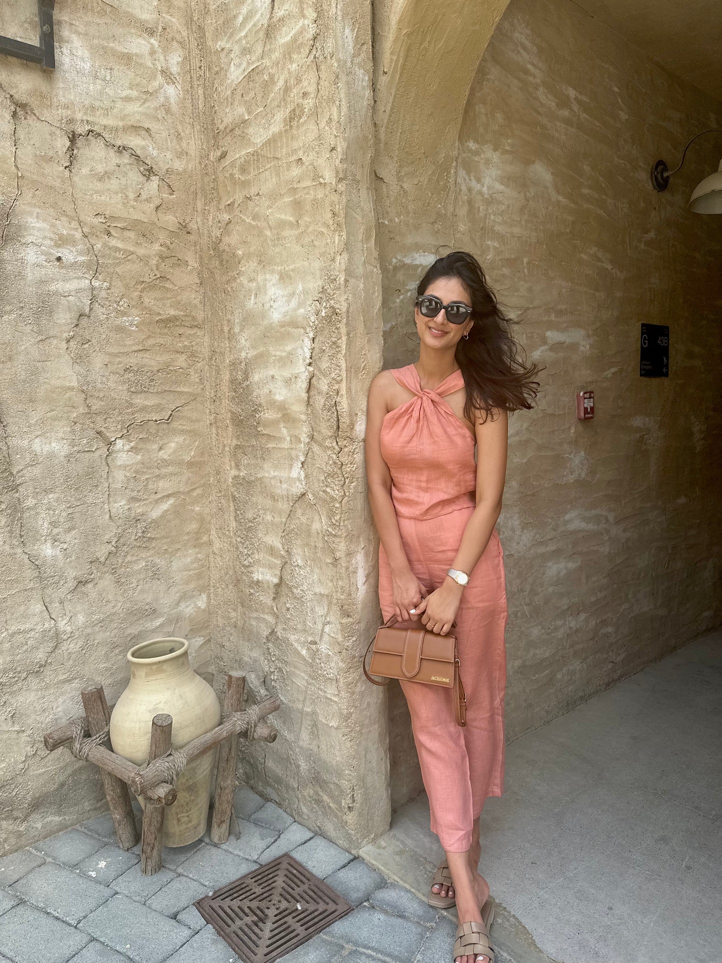 Cross neck top Terracotta