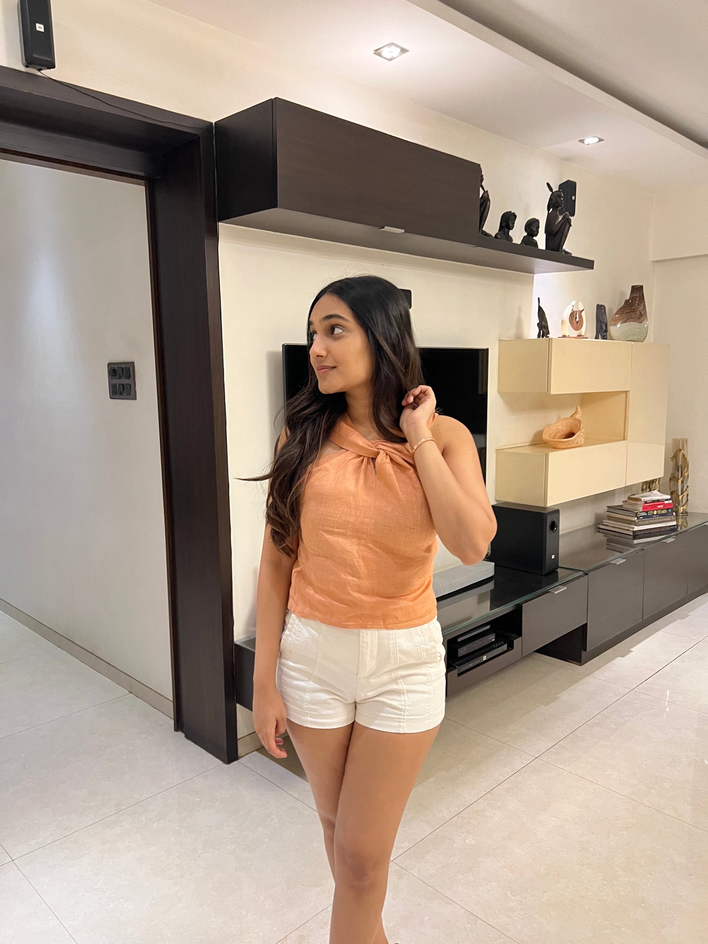 Cross neck top Terracotta