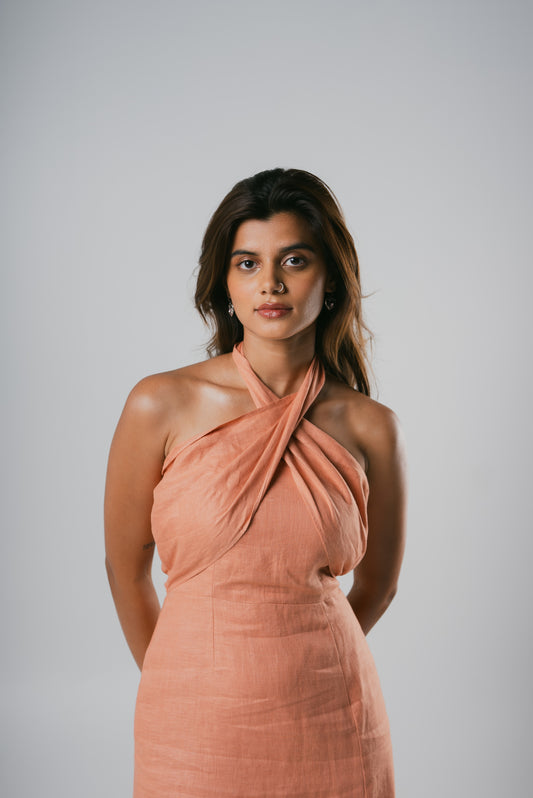 Terracotta Cross Neck Dress