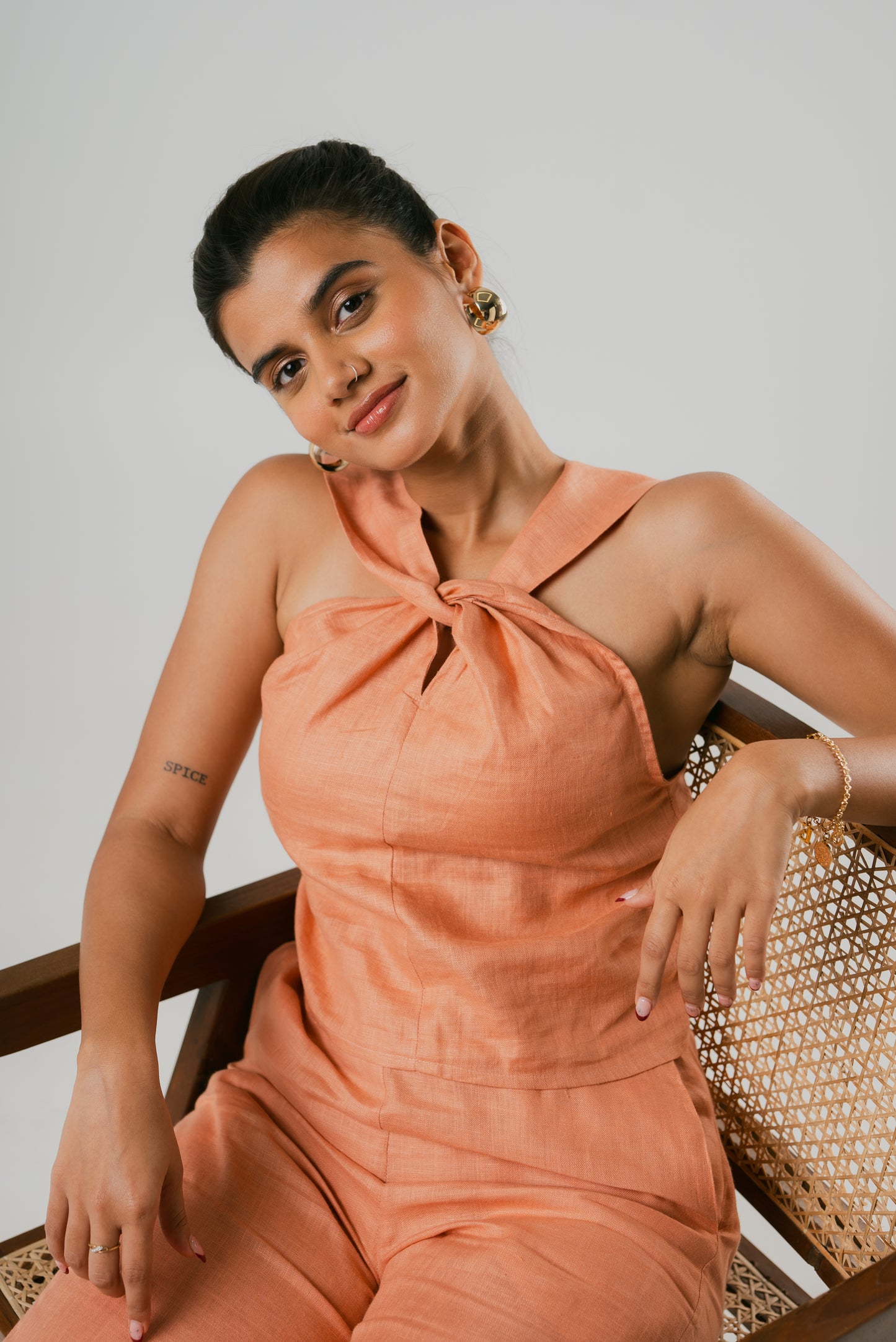 Cross neck top Terracotta